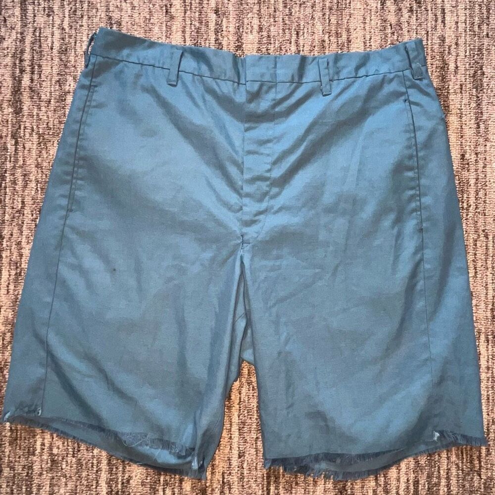 Vintage Men’s Size 32 Cut‎ Off Chino Shorts Blue Khakis Casual Skater Raw Hem